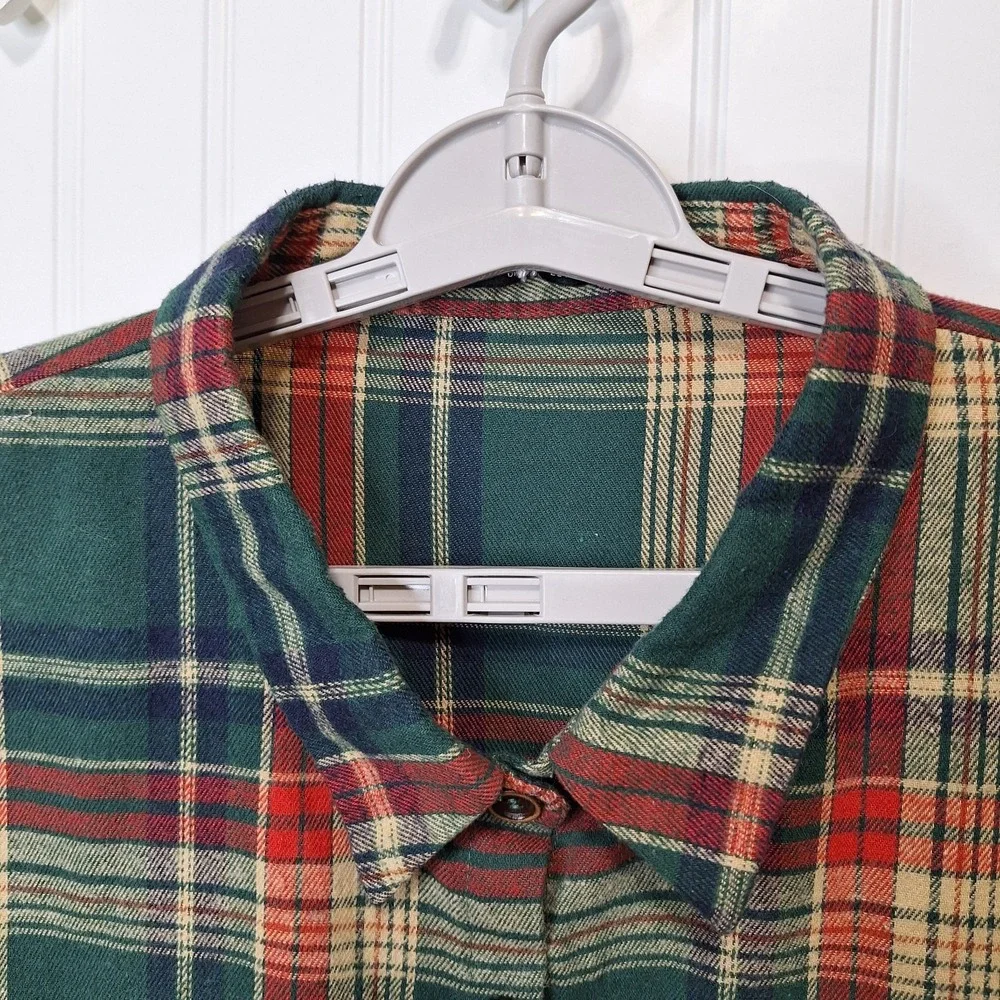 Bloomchic‎ Dress Womens US 26 Multicolor Plaid Midi  Long Sleeve Arc Hem Pockets - Picture 4 of 11